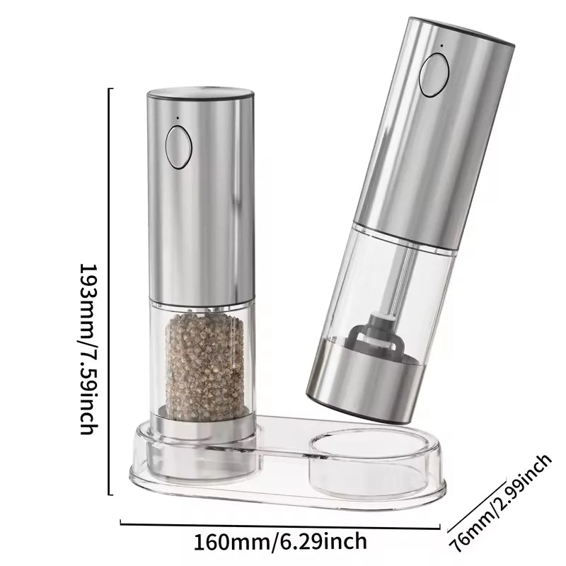 1/2Pcs Automatic Pepper Grinder Salt and Pepper Grinder USB Rechargeable Adjustable Coarseness Spice Mill for Kitchen Tool